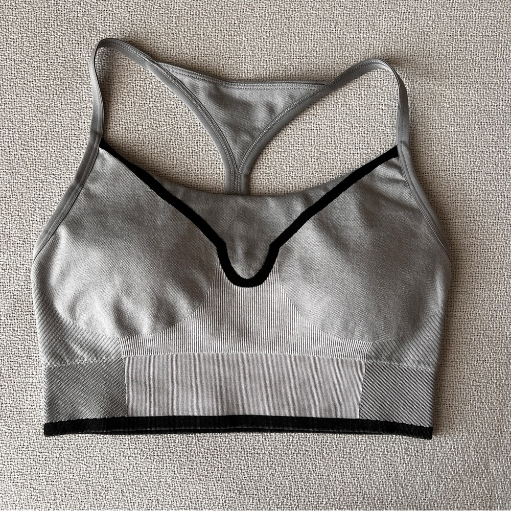 Stella McCartney x Adidas Gray and Black Sports Bra Medium